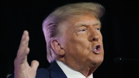 Former President Donald Trump speaks at a campaign event on July 8 in Las Vegas.