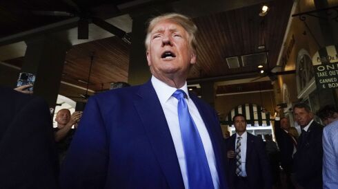 Former President Donald Trump visits Café du Monde in New Orleans, on Tuesday.