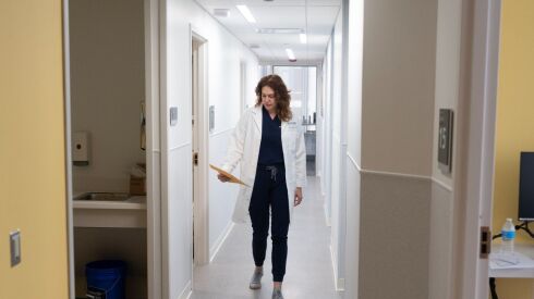 OB-GYN walking down hallway at Rush University Medical Center in Chicago